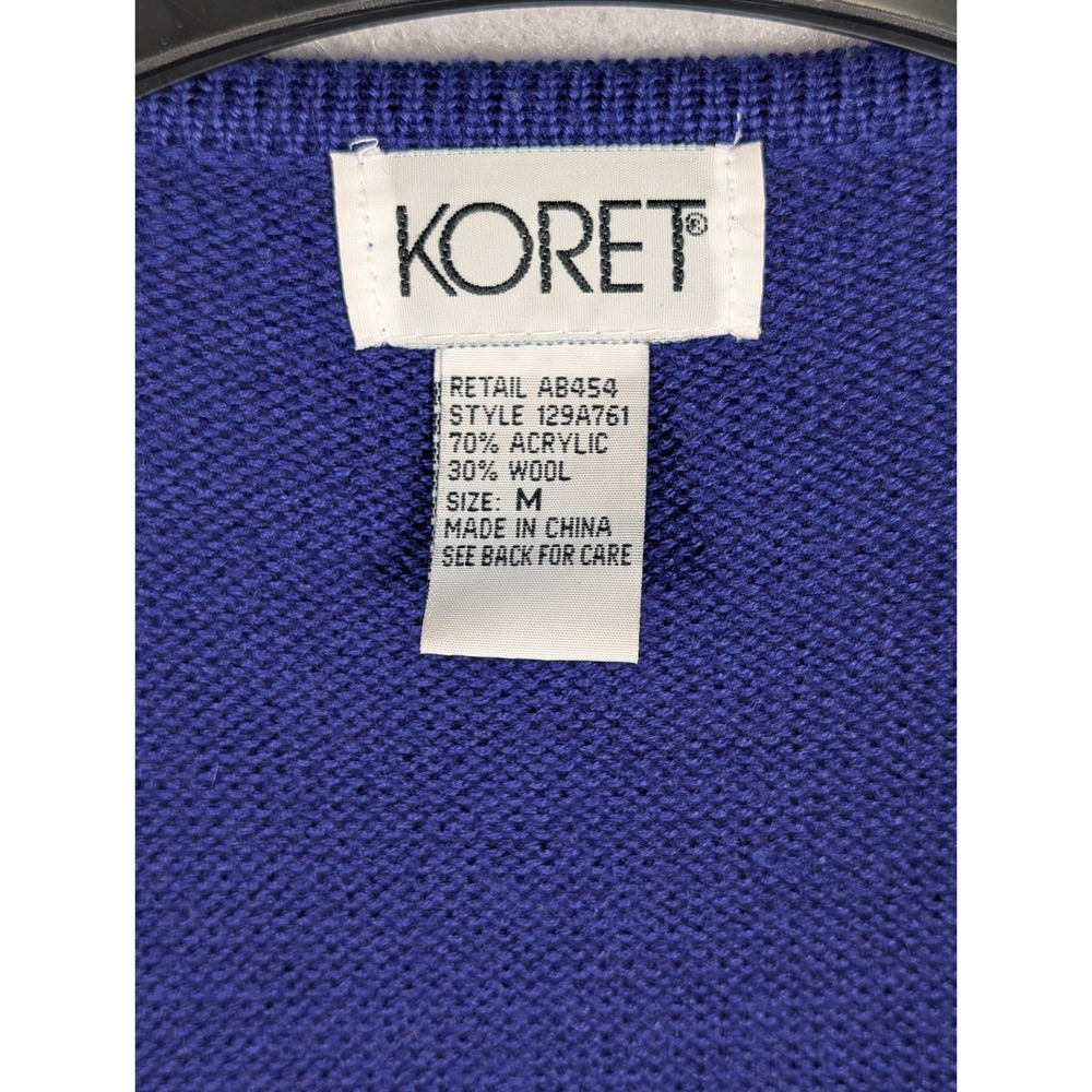 Koret Sweater Vest M Purple Wool Blend Beaded Button Front Vintage Layering - Picture 4 of 7